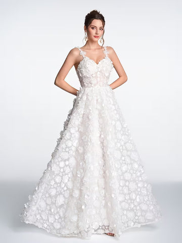Women's Luxury 3D Floral Layered Evening Gown – Satin Tie-Back Formal Dress